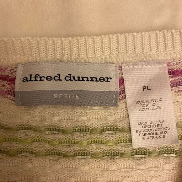Alfred Dunner White Multicolored Stripes Faux Sweater Set Sz L petite - Picture 9 of 12